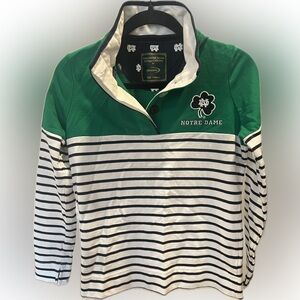 Lansdowne Women's Green and White Striped Button Down Shirt